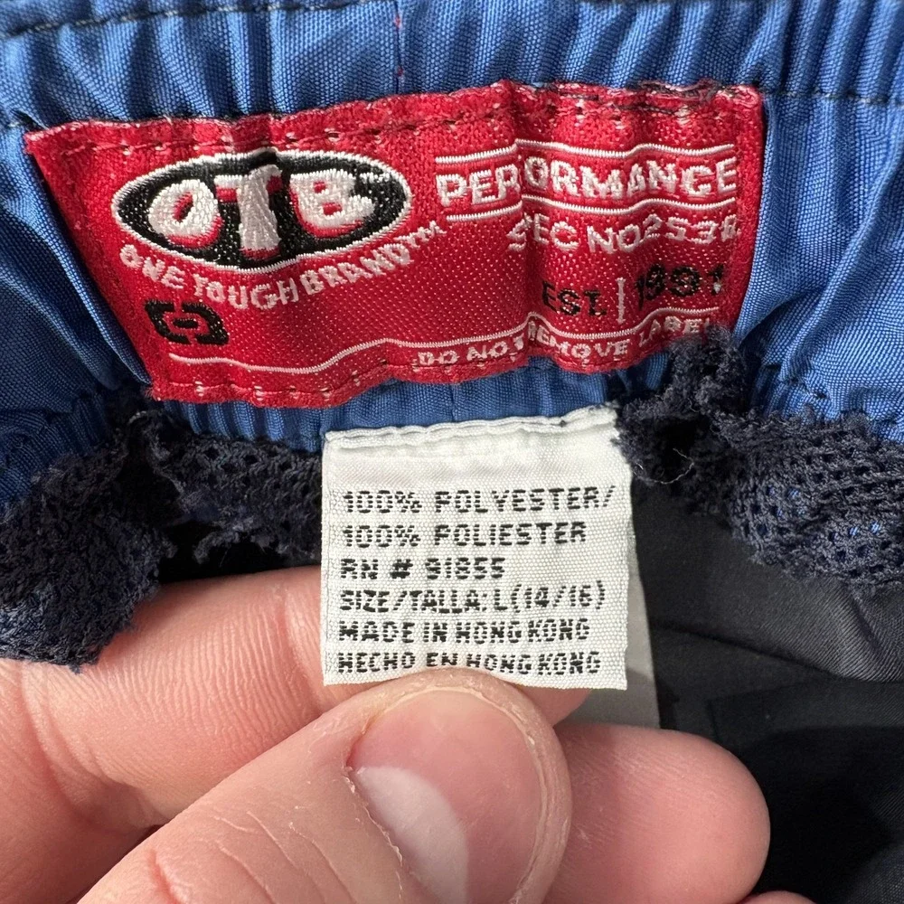 OTB Track Pants Boys Large 14-16 Blue Cargo Convertible Zip Off Baggy Y2K Skater